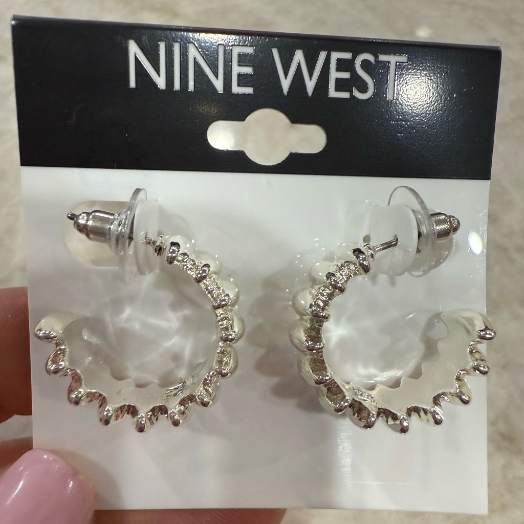 Nine West Silver Hoop Earrings 15$